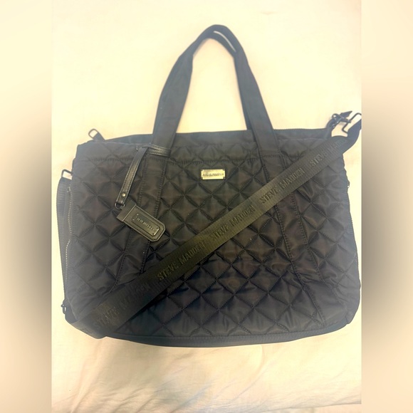 Steve Madden Handbags - Steve Madden Black Quilted Weekender Bag
